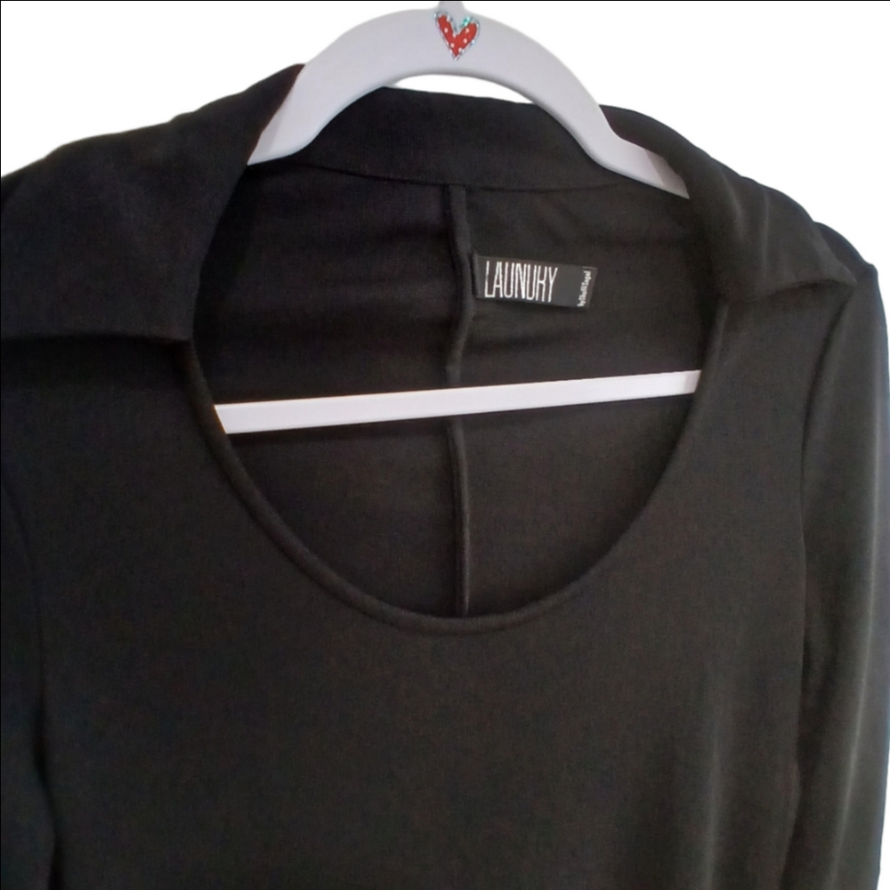LAUNDRY BLK Jersey Knit Collared Bodycon Dress Sz 8 EUC - Picture 3 of 16